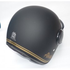 MOTOPŘILBA OTEVŘENÁ S PLEXISKLEM JAWA PÉRÁK ORIGINÁL - ČERNÁ/ZLATÉ PÍSMO